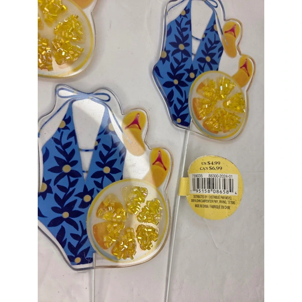 Michaels Summer Swimsuit Lemon Floral Picks Set Beach Party Decor Stems Craft